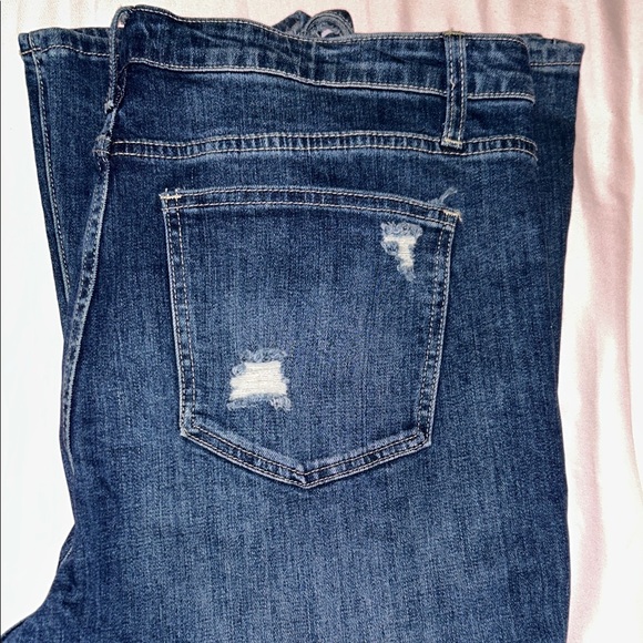 Ceros Women's Dark Blue Flare Jeans with small rips - Picture 4 of 5